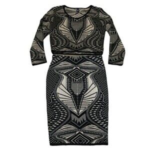 Windsor 2 Piece Black & Gold  Patterned Skirt & Top Set LG